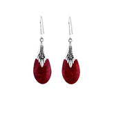 AE-6003-CR Sterling Silver Tears Drop Earring With Coral Jewelry Bali Designs Inc